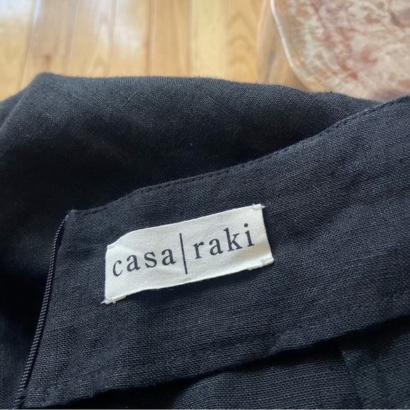 Casa | Raki Gaby Black Linen Knot Front Side Slit Midi Skirt EUC Size Medium - Picture 10 of 12